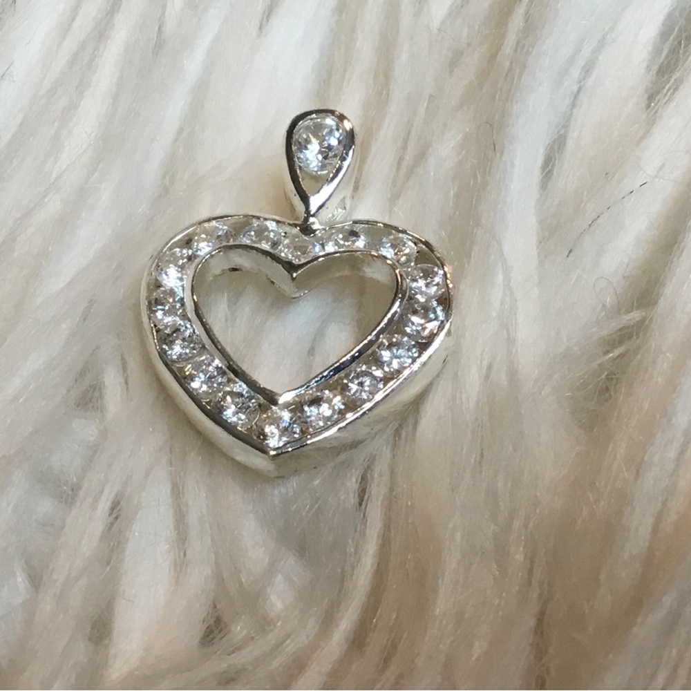 FAS 925 Silver Crystal Heart Pendant